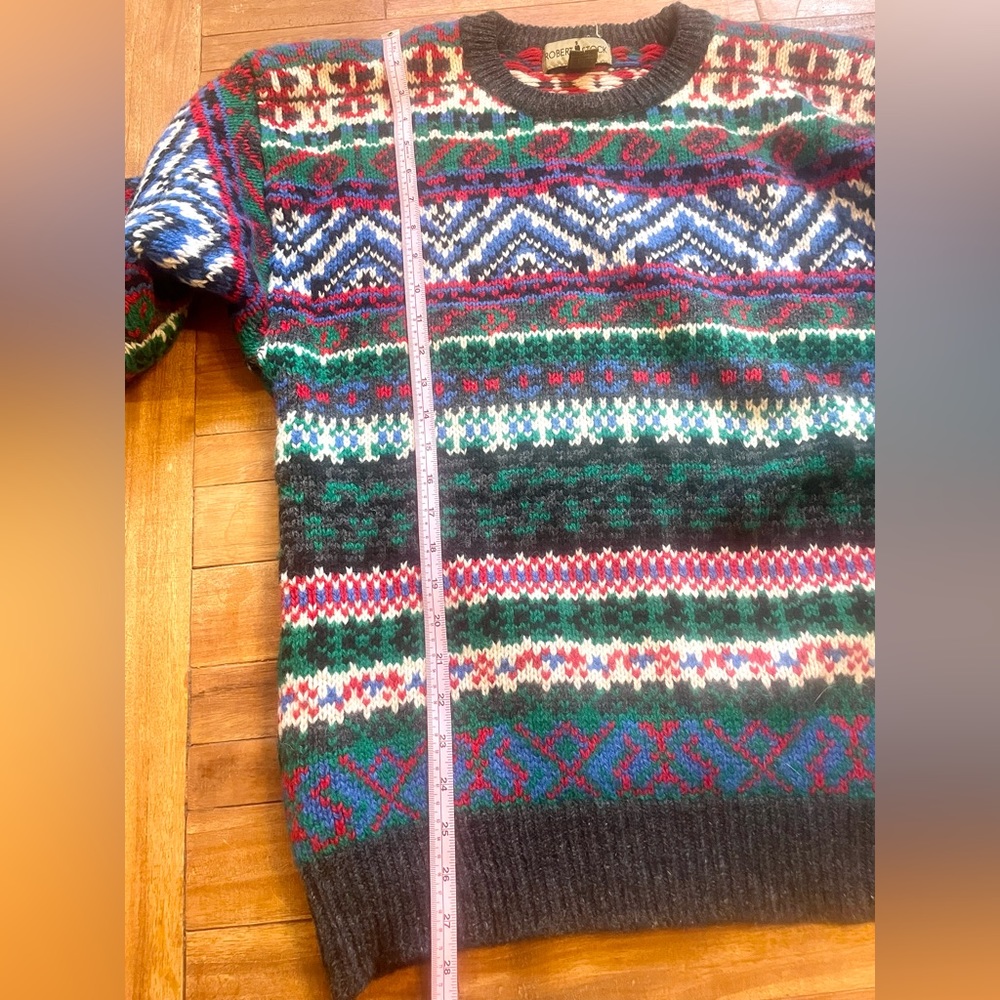 Vintage 1980’s Robert Stock Mens Shetland 100% Wool Ski Sweater, XL - Picture 4 of 8